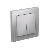 Выключатель 2-клавишный Systeme Electric AtlasDesign, сх.5, 10АХ, в сборе, быстрозажим. клем., АЛЮМИНИЙ ATN000352S