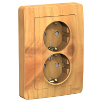 Розетка скрытой установки двойная с заземляющим контактом и шторками 16A 250В Systeme Electric Blanca BLNRS001125, Ясень