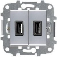 USB зарядка серебряная ABB Zenit 2CLA218520N1301x2|2CLA227190N1001