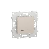 Выключатель 2-клавишный 2 модуля с подсветкой 2 х схема 1а Unica NEW Schneider Electric бежевый NU521144N