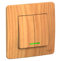 Двухклавишный выключатель скрытой установки с подсветкой 10А 250В Systeme Electric Blanca BLNVS010515, Ясень