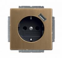 Розетка 220v с usb 1 портом латунь металл ABB Busch Jaeger 2CKA002011A6246