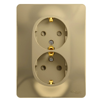 Розетка двойная с заземлением со шторками 16А Systeme Electric Glossa, титан GSL000426