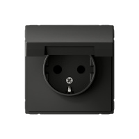 Розетка с заземлением со шторками с крышкой, 16А, IP20 Systeme Electric ArtGallery, БАЗАЛЬТ GAL001446