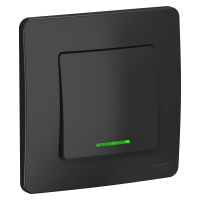 Одноклавишный выключатель скрытой установки с подсветкой 10А 250В (cх.1) Systeme Electric Blanca BLNVS010116, Антрацит
