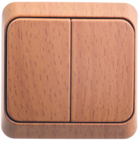 Выключатель 2-клавишный с подсветкой Systeme Electric Etude, бук BA10-006T