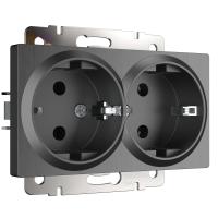 Розетка двойная с заземлением графит рифленый Werkel Встраиваемые механизмы графит рифленый W1172004