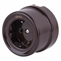 Розетка с заземлением коричневый ретро Werkel Накладные ретро механизмы Ретро коричневые W5671014