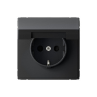 Розетка с заземлением со шторками с крышкой, 16А, IP20 Systeme Electric ArtGallery, карбон GAL001046