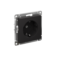 Розетка Systeme Electric AtlasDesign с заземлением со шторками, 16А, механизм, быстрозажим. клем., КАРБОН ATN001045S