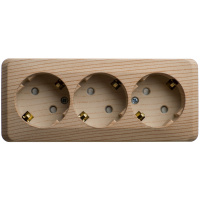 Розетка тройная с заземлением со шторками 16А Systeme Electric Etude, сосна PA16-012D