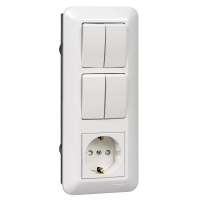 Блок розетки с выключателем Systeme Electric Blanca С/У с зазем.+ 2-клав.+ 2-клав, БЕЛЫЙ, розн.уп. BK2VR-008B-BI