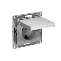 Розетка Systeme Electric AtlasDesign с заземлением со шторками с крышкой,16А,IP20, мех.,быстрозажим. клем., АЛЮМИНИЙ ATN000346S