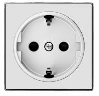 Розетка 220v c/з и шторками стекло белое ABB Sky Niessen 2CLA818800A1001|2CLA858800A2101