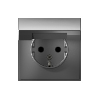 Розетка с заземлением со шторками с крышкой, 16А, IP20 Systeme Electric ArtGallery, сталь GAL000946