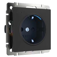 Розетка с подсветкой черный матовый Werkel Встраиваемые механизмы черные W1171408