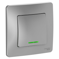 Одноклавишный переключатель скрытой установки с подсветкой 10А 250В (cх.6) Systeme Electric Blanca BLNVS010613, Алюминий