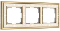 Рамка 3 местная золото - белая металл Gracia Werkel W0031429