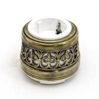 Розетка с заземлением и шторками для наружного монтажа c декоративной накладкой с декоративной накладкой латунь OP12.KV.WT Salvador