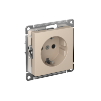 Розетка Systeme Electric AtlasDesign с заземлением со шторками, 16А, механизм, быстрозажим. клем., ПЕСОЧНЫЙ ATN001245S