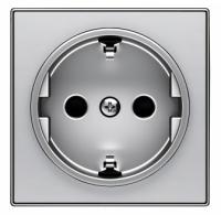 Розетка 220v c/з и шторками алюминий ABB Sky Niessen 2CLA818800A1001|2CLA858800A1301