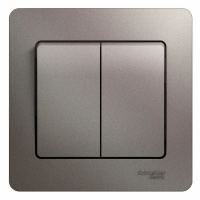 Выключатель 2-клавишный Systeme Electric Glossa, сх.5, 10AX, в сборе, ПЛАТИНА GSL001252
