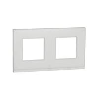 Рамка 2-постовая горизонтальная Unica PURE Schneider Electric, белое стекло NU600485