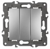 Выключатель 3-клав.алюминий ЭРА Элеганс 14-1107-03