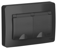 Розетка скрытой установки IP44 двойная с заземляющим контактом и шторками 16A 250В Systeme Electric Blanca BLNRS441126, Антрацит