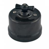 Выключатель 1-клав проходной 10А 250В Bironi Черный B1-201-03