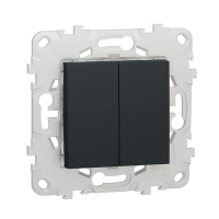 Переключатель 2-клавишный 2 х схема 6 Unica NEW Schneider Electric антрацит NU521354