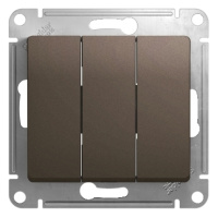 Выключатель 3-клавишный схема 1+1+1 10AX механизм Systeme Electric Glossa, шоколад GSL000831