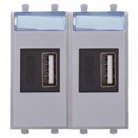 USB зарядка2 порта тип А 2100х2 mA сталь DKC Avanti 4404542