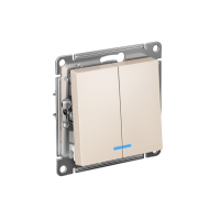 Выключатель 2-клавишный Systeme Electric AtlasDesign с подсветкой, сх.5а, 10АХ, мех., быстрозажим. клем., БЕЖЕВЫЙ ATN000253S