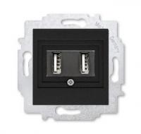Розетка зарядка usb 2 порта ABB Levit антрацит - дымчатый чёрный 2CHH290040A6063