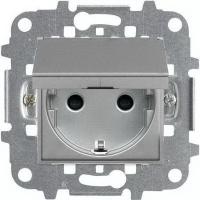 Розетка 220v с крышкой и шторками серебряная ABB Zenit 2CLA228810N1301|2CLA227190N1001
