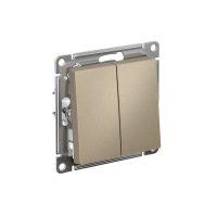 Выключатель 2-клавишный Systeme Electric AtlasDesign, сх.6+6, 10АХ, мех., быстрозажим. клем., ШАМПАНЬ ATN000565S