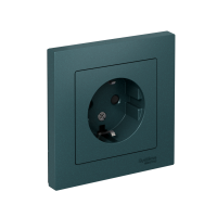 Розетка Systeme Electric AtlasDesign с заземлением со шторками, 16А, в сборе, ИЗУМРУД ATN000844