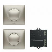 Celiane Пакет для управления освещением c 2х мест. Микромодуль реле 300 Вт 240В + два умных беспроводных 1-клавишных выключателя цвет титан