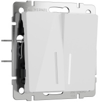 Выключатель двухклавишный с подсветкой Werkel акрил белый самозажимного типа (W1120141)