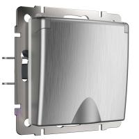 Розетка влагозащ. с зазем. с защит. крышкой и шторками cеребряный рифленый Werkel Встраиваемые механизмы серебряный рифленый W1171209