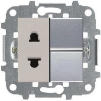 Розетка с выкл. 1-клав. серебряный ABB Zenit 2CLA210100N1301|2CLA213501N1301|2CLA227190N1001