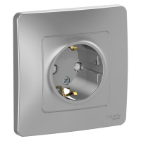 Розетка скрытой установки с заземляющим контактом и шторками 16A 250В Systeme Electric Blanca BLNRS001113, Алюминий