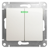 Выключатель 2-клавишный с подсветкой схема 5а 10AX Systeme Electric Glossa, перламутр GSL000653