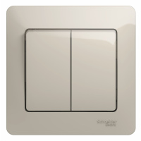 Выключатель 2-клавишный Systeme Electric Glossa, сх.5, 10AX, в сборе, МОЛОЧНЫЙ GSL000952