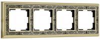 Рамка 4 местная золото - черная металл Gracia Werkel W0041430