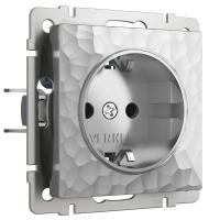 Розетка с заземлением серебряный Werkel Встраиваемые механизмы Hammer серебряные W1271006