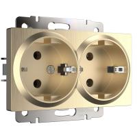 Розетка двойная с заземлением шампань рифленый Werkel Встраиваемые механизмы шампань рифленый W1172010