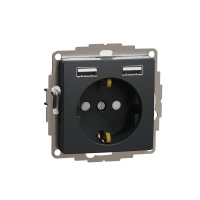 Розетка с заземлением и USB, 16А, Schneider Electric Sedna Design, антрацит SDD114052