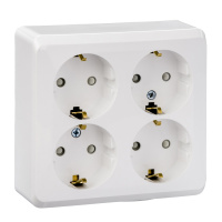 Розетка четырехместная с заземлением со шторками 16А Systeme Electric Etude, БЕЛЫЙ PA16-208B